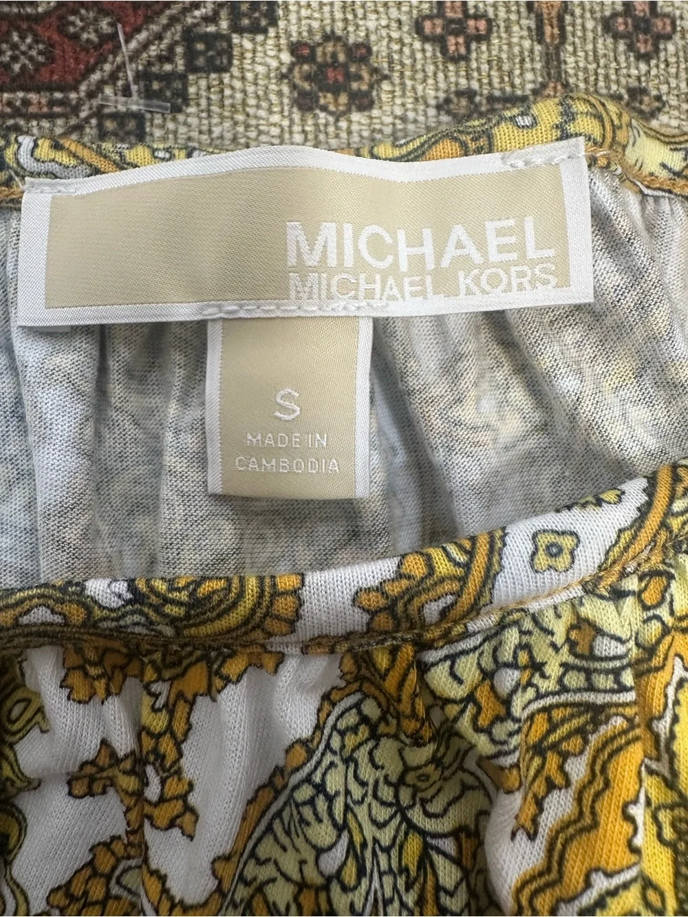 Michael Kors Paisley Bell Sleeve Top Women’s Size S Boho Cotton Modal Blouse